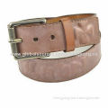 Distressed leather wide waist belt